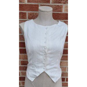 Altar'd State Linen Blend Vest Women's Size Small Ivory Cream Button Down
